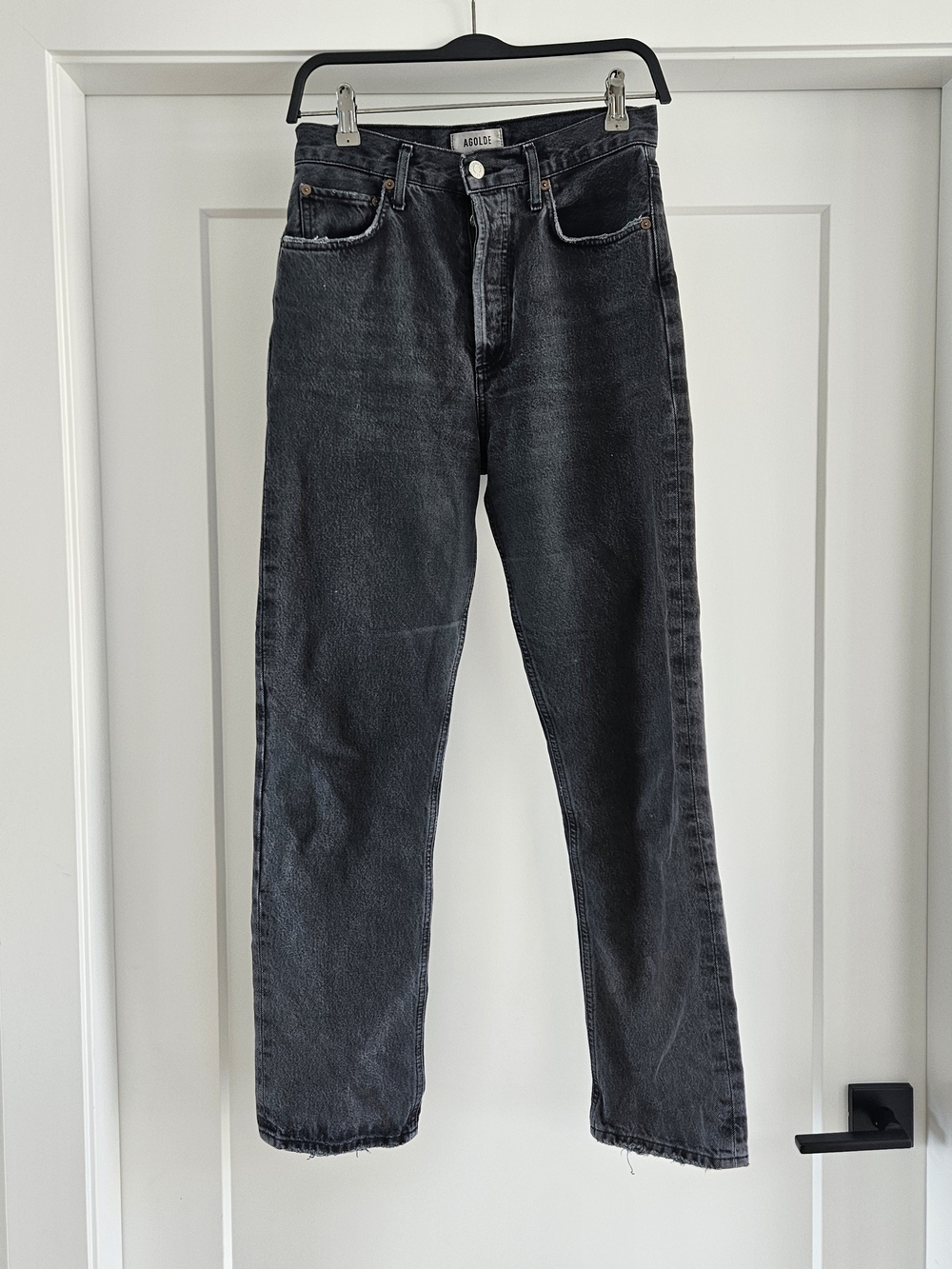 Agolde 90s Washed Black Straight-Leg Jeans Button Fly Sz 25